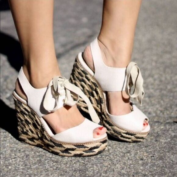 Tory Burch Linley High Wedge Espadrilles - Picture 1 of 15